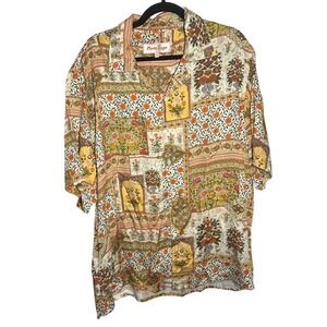 Perte d'ego XXL Men's Floral Print Patchwork Button Up Shirt Matching Shorts Set